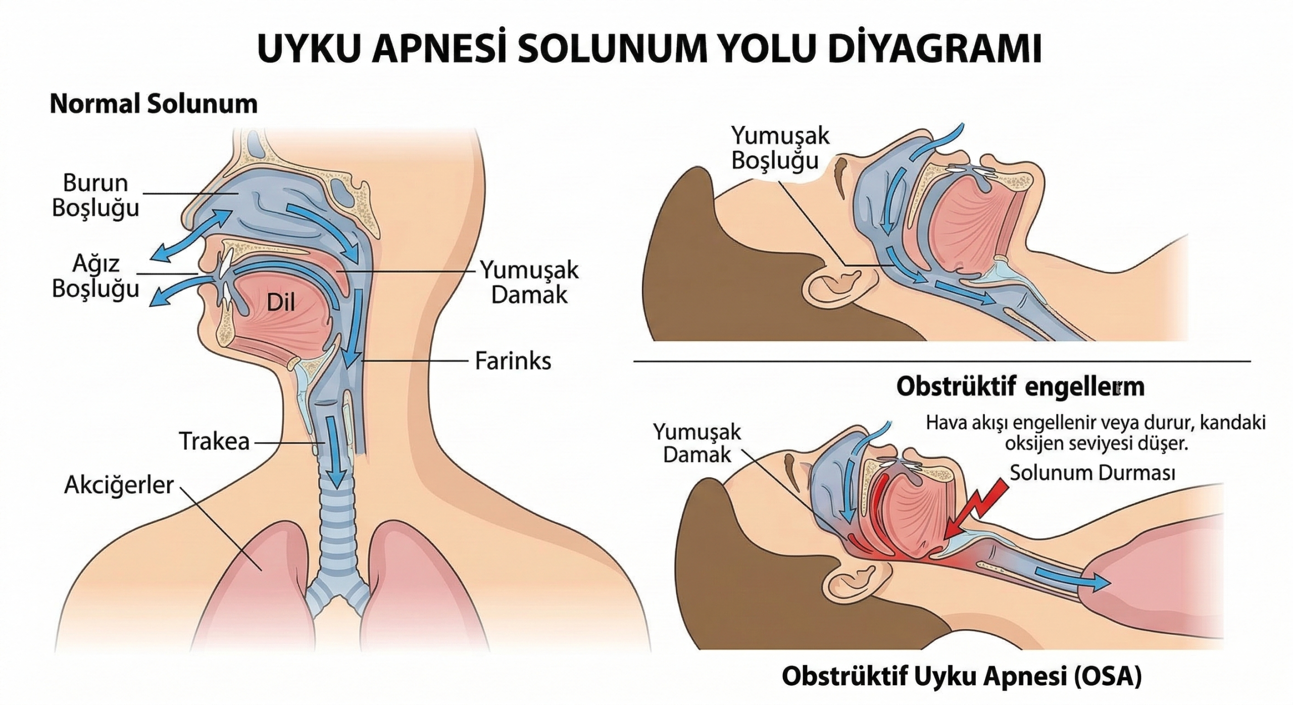 uyku apnesi solunum yolu diyagramı